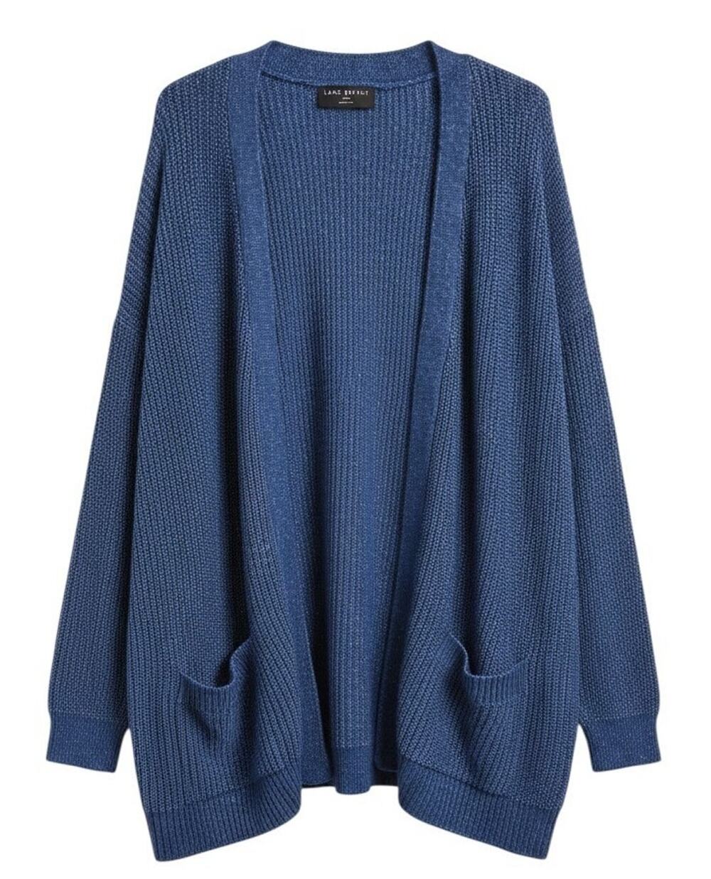 Lane Bryant Cozy Cardigan Ribbed Knit Sz 18/20 Blue Open-Front Duster Plus